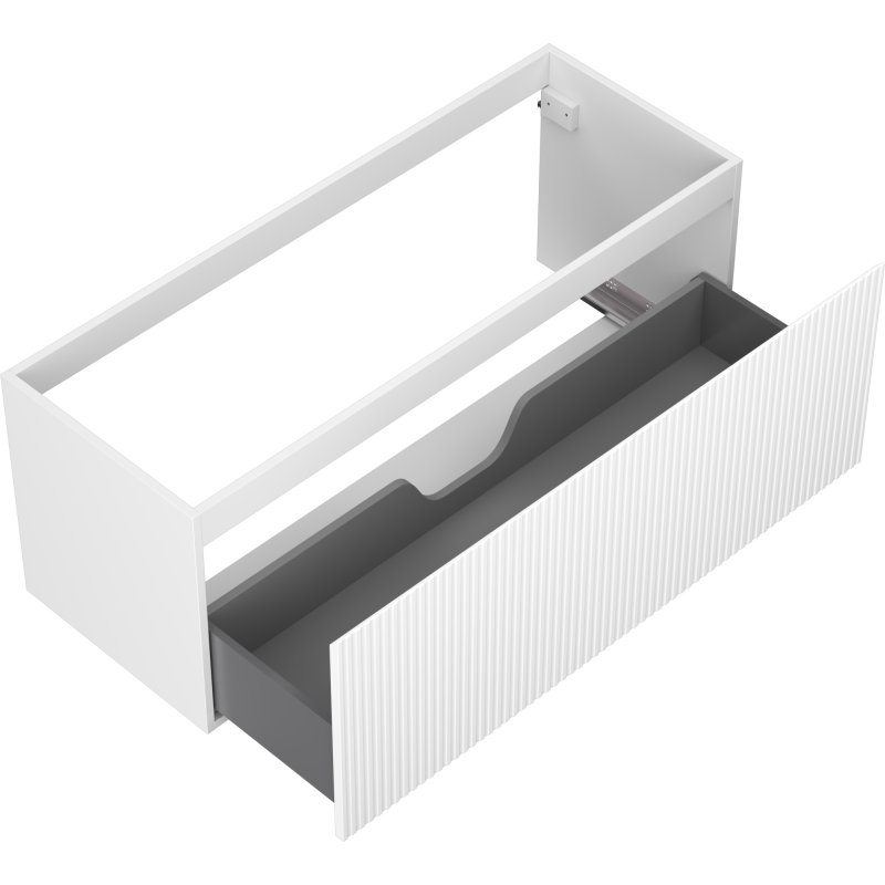 Mexen Rivel koupelnová skříňka pod umyvadlo 120 cm, 1 zásuvka, drážkovaná, bílá mat - 91A20-12047-1-BF01