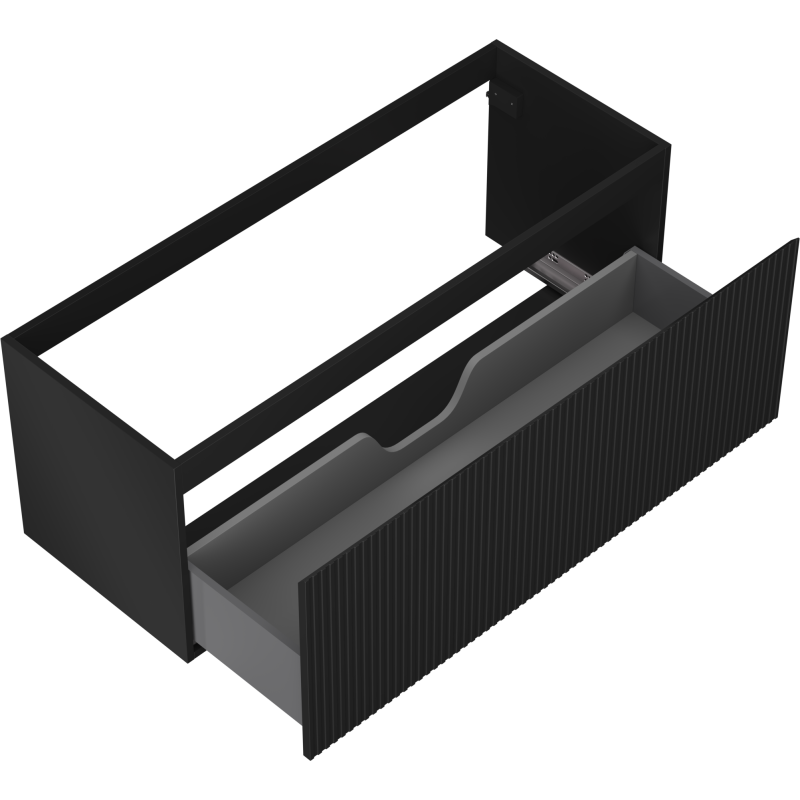 Mexen Rivel koupelnová skříňka pod umyvadlo 120 cm, 1 zásuvka, drážkovaná, černá mat - 91A20-12047-1-BF71