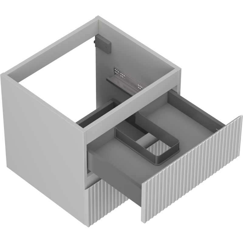 Mexen Rivel koupelnová skříňka pod umyvadlo 50 cm, 2 zásuvky, rýhovaná, šedá matná - 91A20-05047-2-BFF62
