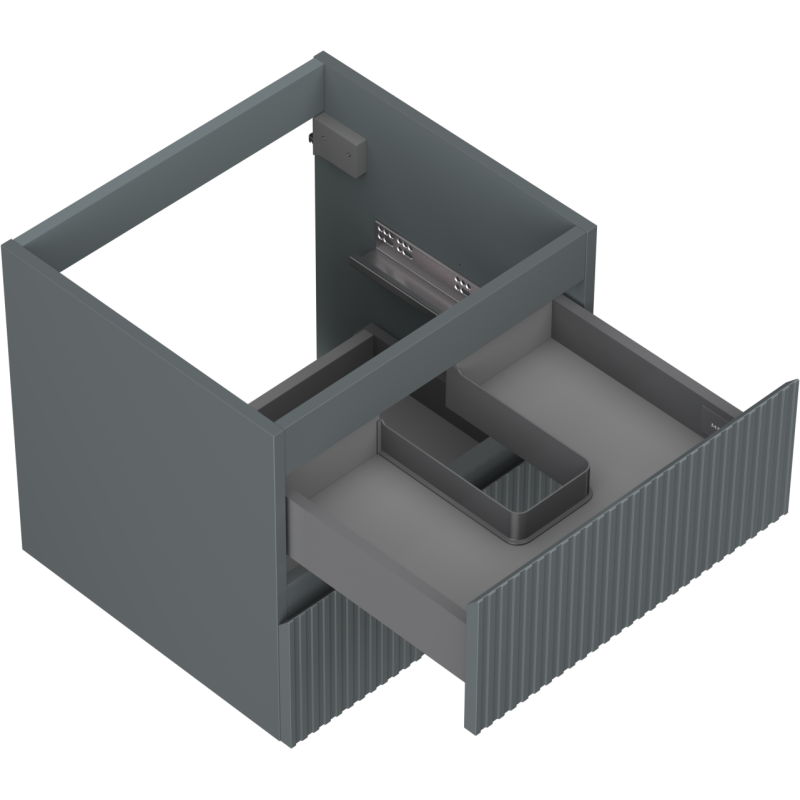 Mexen Rivel koupelnová skříňka pod umyvadlo 50 cm, 2 zásuvky, drážkovaná, matná grafit - 91A20-05047-2-BFF66