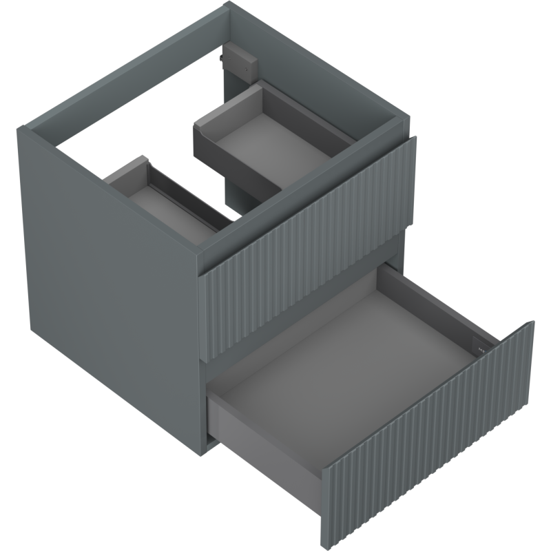 Mexen Rivel koupelnová skříňka pod umyvadlo 50 cm, 2 zásuvky, drážkovaná, matná grafit - 91A20-05047-2-BFF66