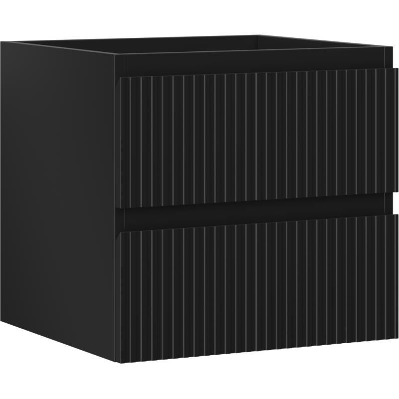 Mexen Rivel koupelnová skříňka pod umyvadlo 50 cm, 2 zásuvky, drážkovaná, černý mat - 91A20-05047-2-BFF71