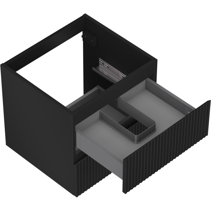 Mexen Rivel koupelnová skříňka pod umyvadlo 50 cm, 2 zásuvky, drážkovaná, černý mat - 91A20-05047-2-BFF71
