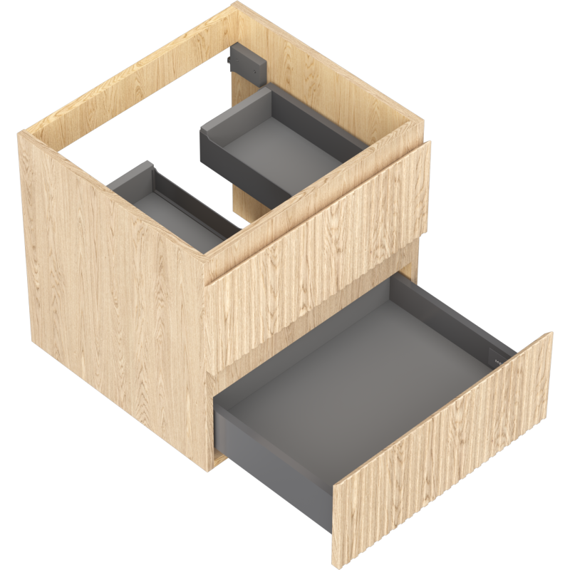 Mexen Rivel koupelnová skříňka pod umyvadlo 50 cm, 2 zásuvky, drážkovaná, dub - 91A20-05047-2-BFF81