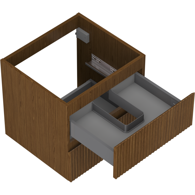 Mexen Rivel koupelnová skříňka pod umyvadlo 50 cm, 2 zásuvky, drážkovaná, ořech - 91A20-05047-2-BFF86