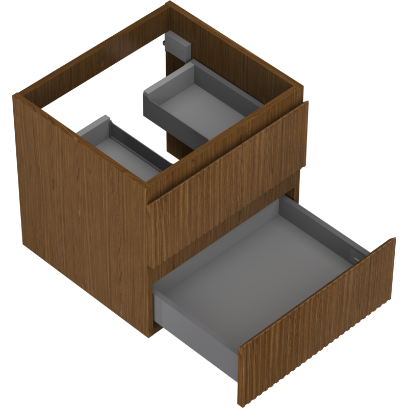 Mexen Rivel koupelnová skříňka pod umyvadlo 50 cm, 2 zásuvky, drážkovaná, ořech - 91A20-05047-2-BFF86