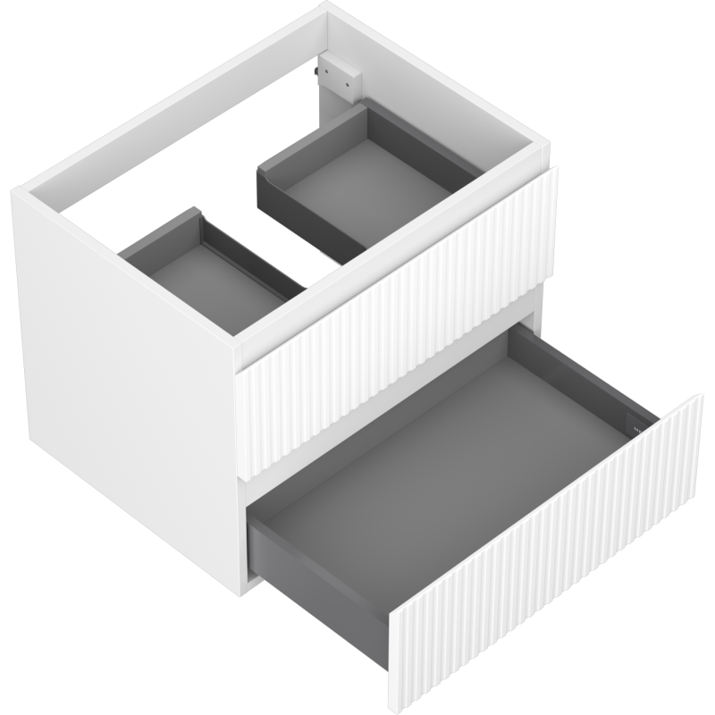 Mexen Rivel koupelnová skříňka pod umyvadlo 60 cm, 2 zásuvky, rýhovaná, bílá matná - 91A20-06047-2-BFF01