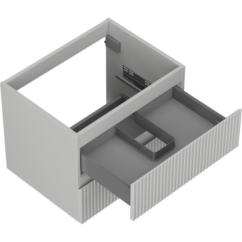 Mexen Rivel koupelnová skříňka pod umyvadlo 60 cm, 2 zásuvky, drážkovaná, šedá mat - 91A20-06047-2-BFF62
