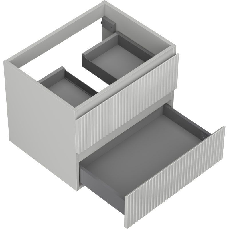 Mexen Rivel koupelnová skříňka pod umyvadlo 60 cm, 2 zásuvky, drážkovaná, šedá mat - 91A20-06047-2-BFF62