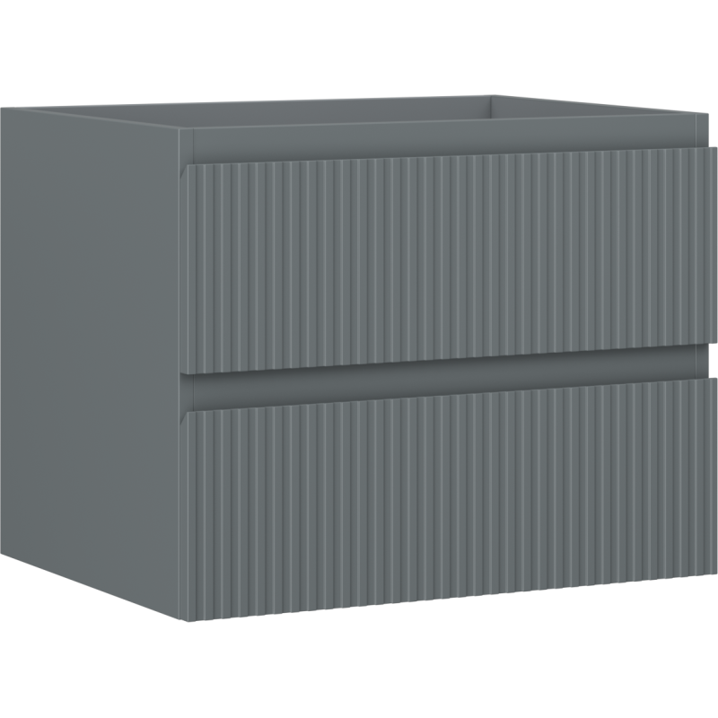 Mexen Rivel koupelnová skříňka pod umyvadlo 60 cm, 2 zásuvky, drážkovaná, grafit mat - 91A20-06047-2-BFF66