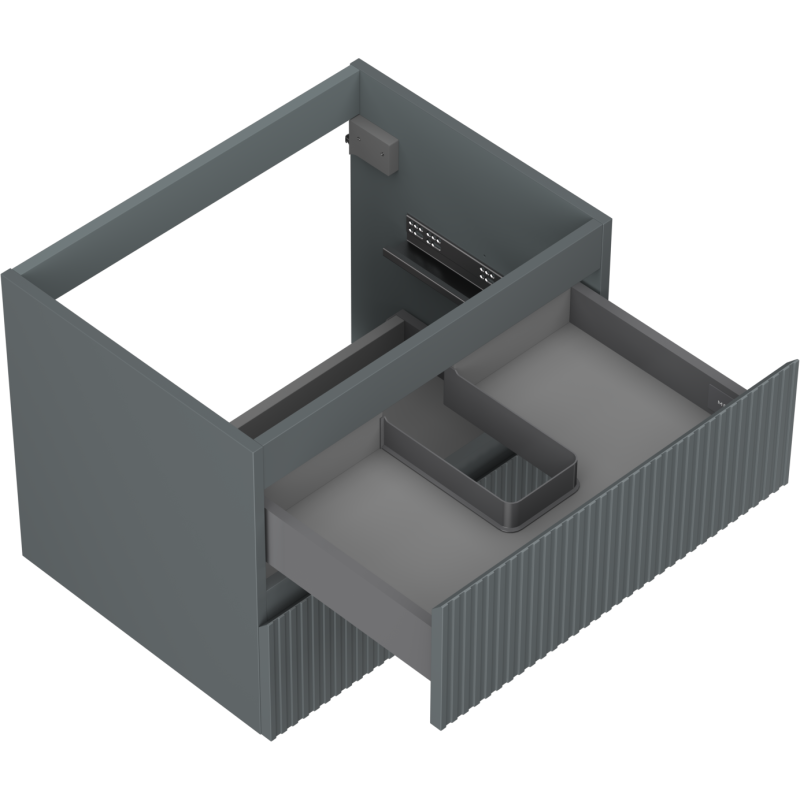 Mexen Rivel koupelnová skříňka pod umyvadlo 60 cm, 2 zásuvky, drážkovaná, grafit mat - 91A20-06047-2-BFF66