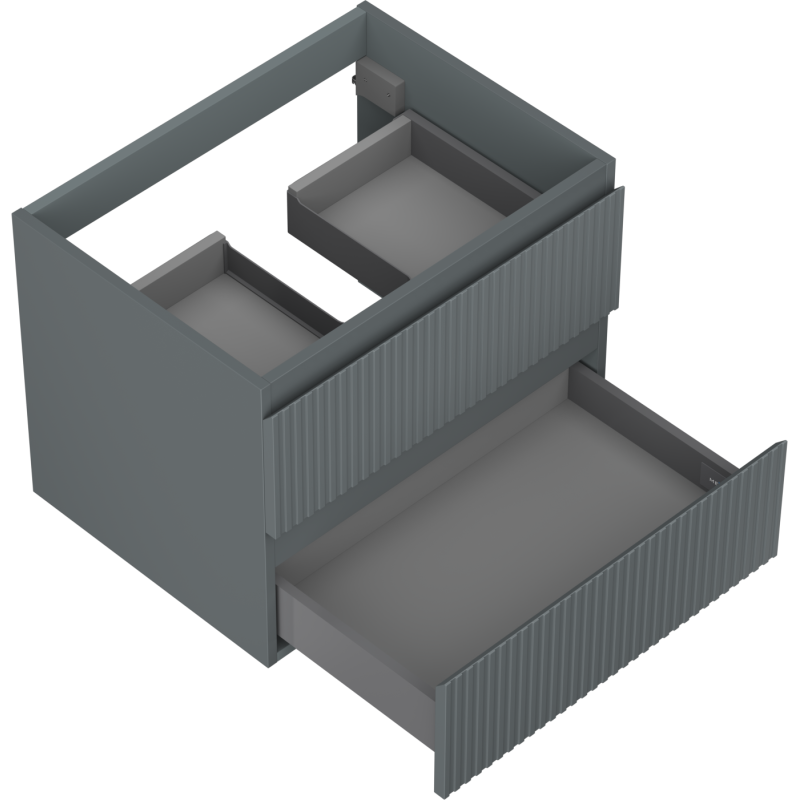 Mexen Rivel koupelnová skříňka pod umyvadlo 60 cm, 2 zásuvky, drážkovaná, grafit mat - 91A20-06047-2-BFF66