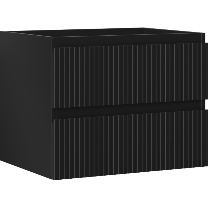 Mexen Rivel koupelnová skříňka pod umyvadlo 60 cm, 2 zásuvky, drážkovaná, černá mat - 91A20-06047-2-BFF71