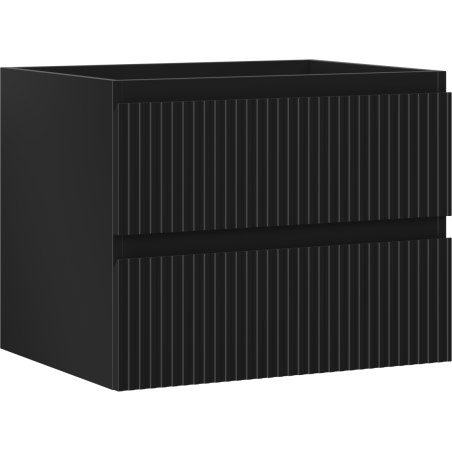 Mexen Rivel koupelnová skříňka pod umyvadlo 60 cm, 2 zásuvky, drážkovaná, černá mat - 91A20-06047-2-BFF71