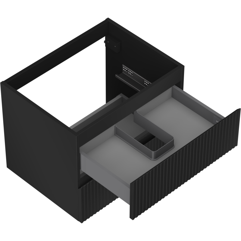Mexen Rivel koupelnová skříňka pod umyvadlo 60 cm, 2 zásuvky, drážkovaná, černá mat - 91A20-06047-2-BFF71