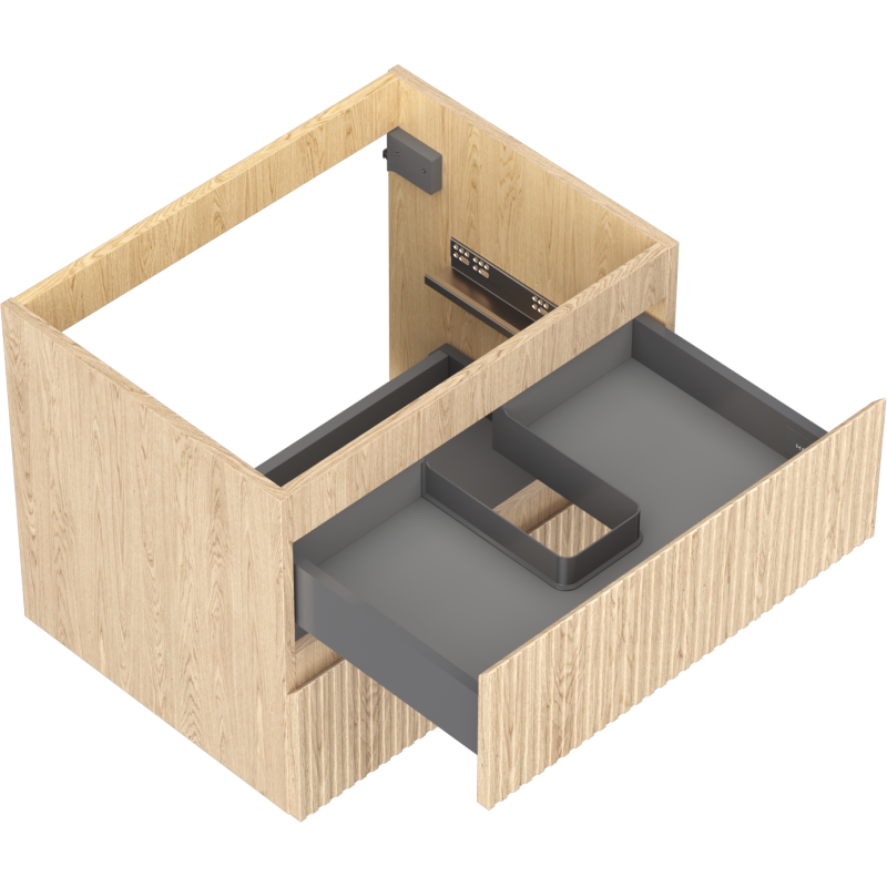 Mexen Rivel koupelnová skříňka pod umyvadlo 60 cm, 2 zásuvky, drážkovaná, dub - 91A20-06047-2-BFF81