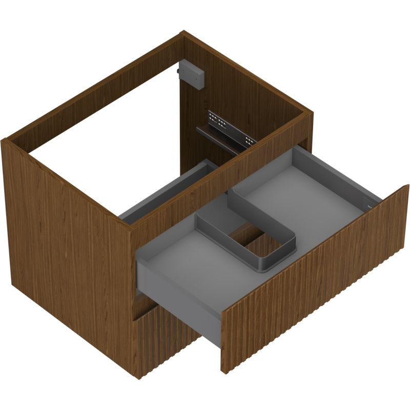 Mexen Rivel koupelnová skříňka pod umyvadlo 60 cm, 2 zásuvky, žebrovaná, ořech - 91A20-06047-2-BFF86
