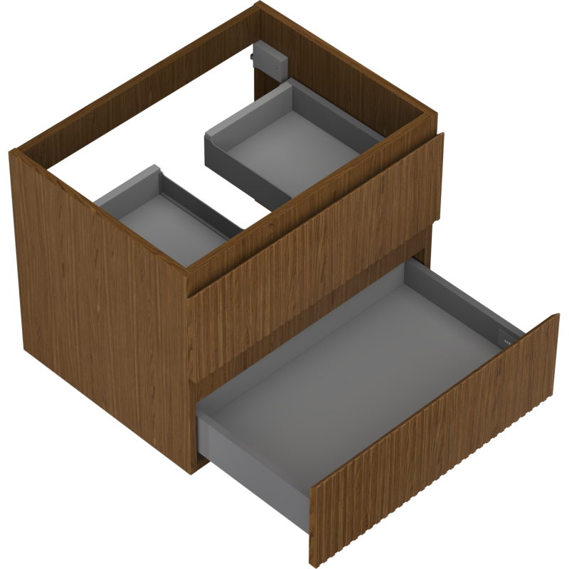 Mexen Rivel koupelnová skříňka pod umyvadlo 60 cm, 2 zásuvky, žebrovaná, ořech - 91A20-06047-2-BFF86