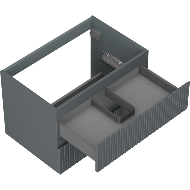 Mexen Rivel koupelnová skříňka pod umyvadlo 70 cm, 2 zásuvky, drážkovaná, grafit mat - 91A20-07047-2-BFF66