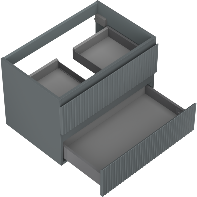 Mexen Rivel koupelnová skříňka pod umyvadlo 70 cm, 2 zásuvky, drážkovaná, grafit mat - 91A20-07047-2-BFF66
