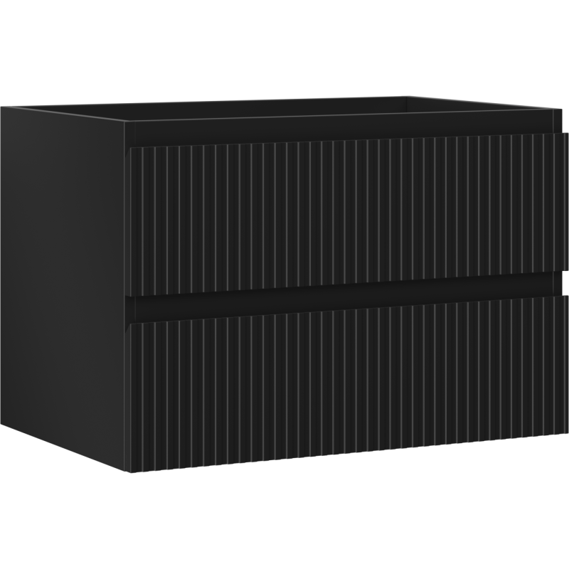 Mexen Rivel koupelnová skříňka pod umyvadlo 70 cm, 2 zásuvky, drážkovaná, černá mat - 91A20-07047-2-BFF71