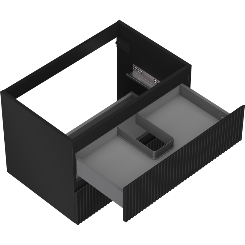 Mexen Rivel koupelnová skříňka pod umyvadlo 70 cm, 2 zásuvky, drážkovaná, černá mat - 91A20-07047-2-BFF71