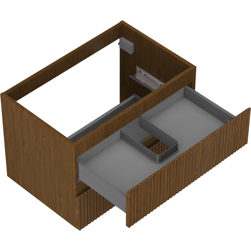 Mexen Rivel koupelnová skříňka pod umyvadlo 70 cm, 2 zásuvky, rýhovaná, ořech - 91A20-07047-2-BFF86