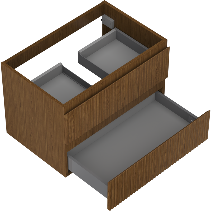 Mexen Rivel koupelnová skříňka pod umyvadlo 70 cm, 2 zásuvky, rýhovaná, ořech - 91A20-07047-2-BFF86