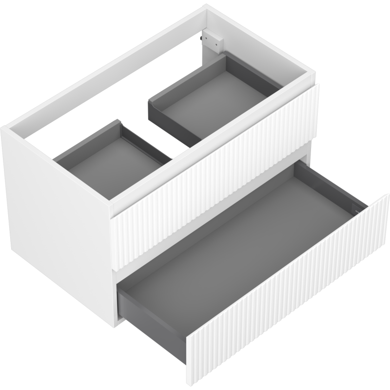 Mexen Rivel koupelnová skříňka pod umyvadlo 80 cm, 2 zásuvky, drážkovaná, bílá mat - 91A20-08047-2-BFF01