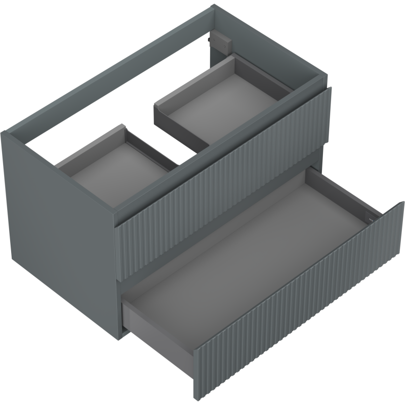 Mexen Rivel koupelnová skříňka pod umyvadlo 80 cm, 2 zásuvky, žebrovaná, grafit mat - 91A20-08047-2-BFF66