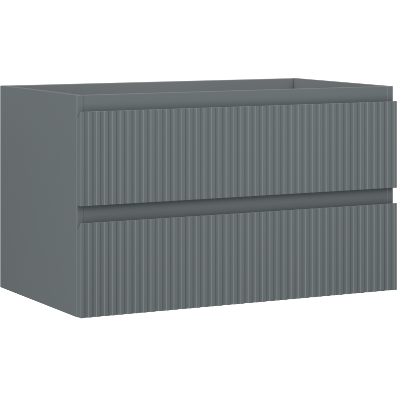 Mexen Rivel koupelnová skříňka pod umyvadlo 80 cm, 2 zásuvky, žebrovaná, grafit mat - 91A20-08047-2-BFF66