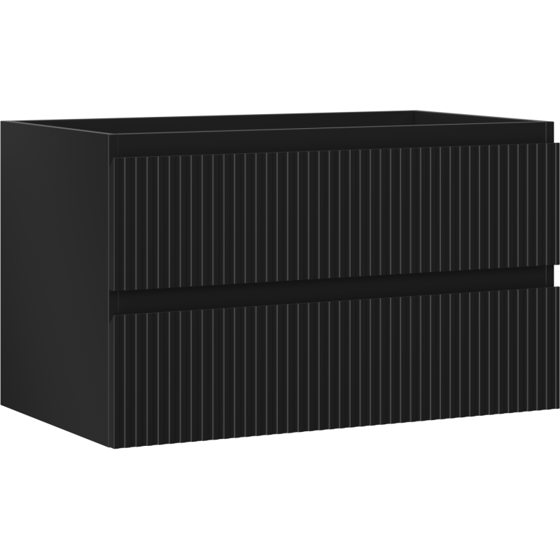 Mexen Rivel koupelnová skříňka pod umyvadlo 80 cm, 2 zásuvky, rýhované, černý mat - 91A20-08047-2-BFF71