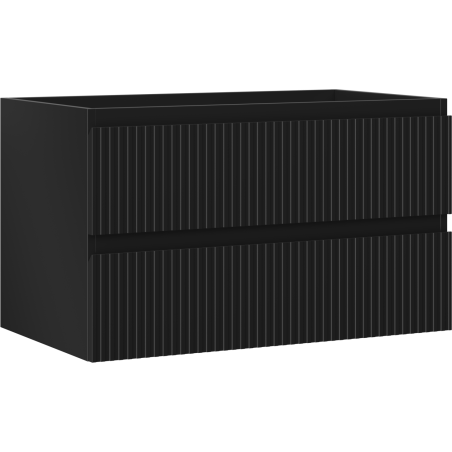 Mexen Rivel koupelnová skříňka pod umyvadlo 80 cm, 2 zásuvky, rýhované, černý mat - 91A20-08047-2-BFF71
