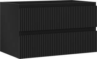 Mexen Rivel koupelnová skříňka pod umyvadlo 80 cm, 2 zásuvky, rýhované, černý mat - 91A20-08047-2-BFF71