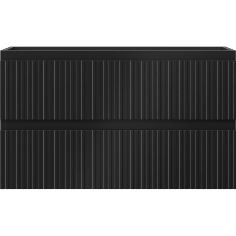 Mexen Rivel koupelnová skříňka pod umyvadlo 80 cm, 2 zásuvky, rýhované, černý mat - 91A20-08047-2-BFF71