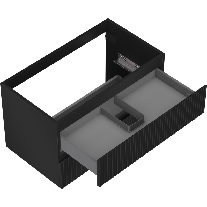 Mexen Rivel koupelnová skříňka pod umyvadlo 80 cm, 2 zásuvky, rýhované, černý mat - 91A20-08047-2-BFF71