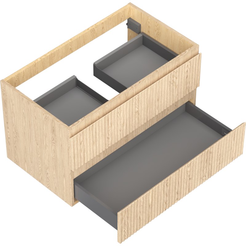 Mexen Rivel koupelnová skříňka pod umyvadlo 80 cm, 2 zásuvky, rýhovaná, dub - 91A20-08047-2-BFF81