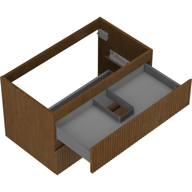 Mexen Rivel koupelnová skříňka pod umyvadlo 80 cm, 2 zásuvky, drážkovaná, ořech - 91A20-08047-2-BFF86