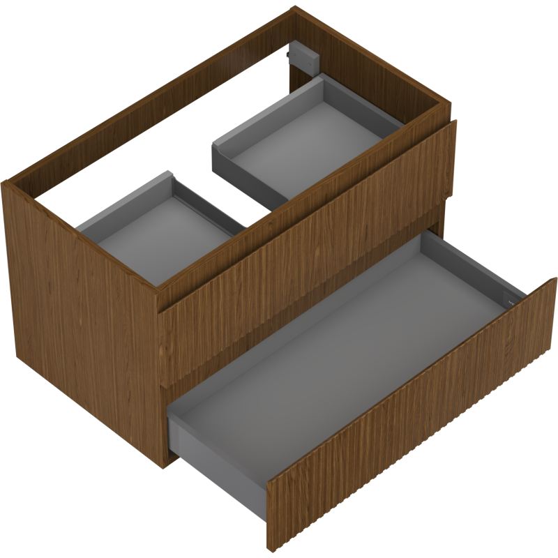 Mexen Rivel koupelnová skříňka pod umyvadlo 80 cm, 2 zásuvky, drážkovaná, ořech - 91A20-08047-2-BFF86