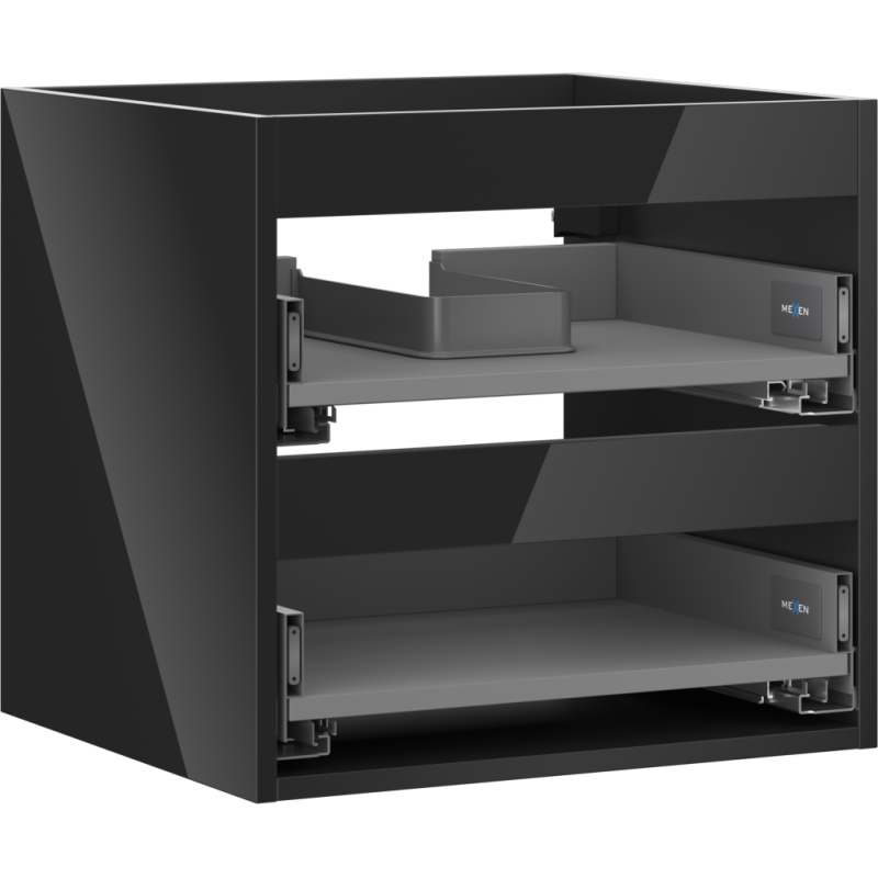 Mexen Box-A korpus skříňky podumyvadlové 50 cm, 2 zásuvky, černý lesk - 91AX0-0500-470-2-70