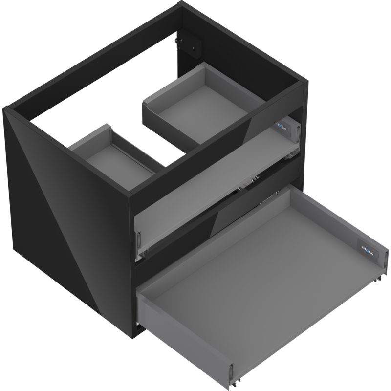 Mexen Box-A korpus skříňky pod umyvadlo 60 cm, 2 zásuvky, černý lesk - 91AX0-0600-470-2-70