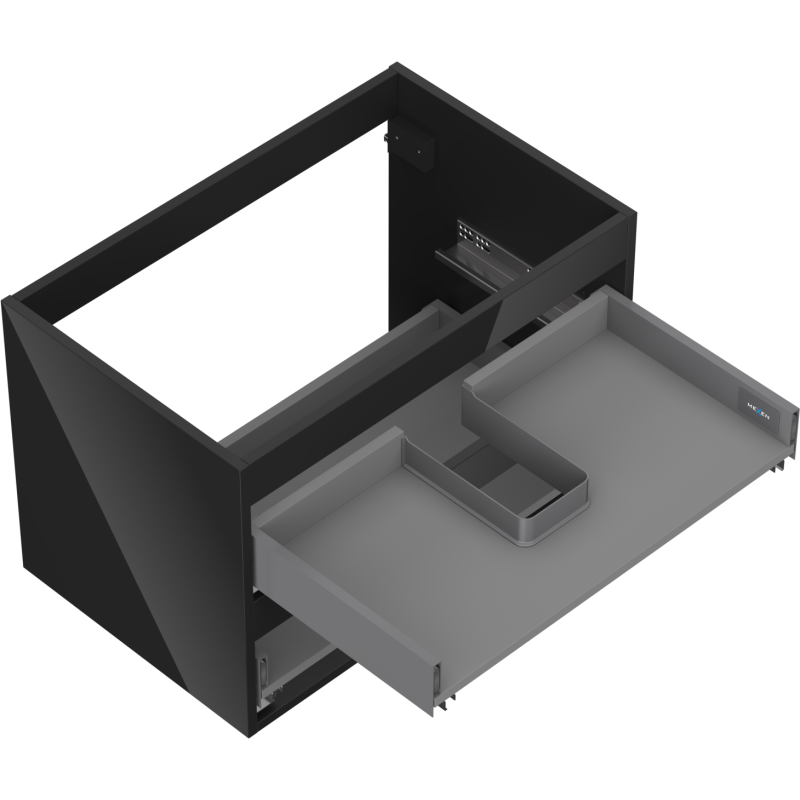 Mexen Box-A korpus skříňky pod umyvadlo 70 cm, 2 zásuvky, černý lesk - 91AX0-0700-470-2-70