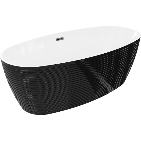 Mexen Lira volně stojící vana vzor 170 x 80 cm, bílá/černá, přepad gun gray kartáčovaný - 52831708075-66