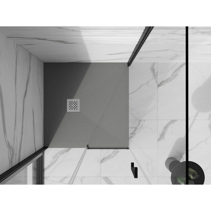 Mexen Stone+ kompozitová čtvercová sprchová vanička 80 x 80 cm, šedý beton - 44618080