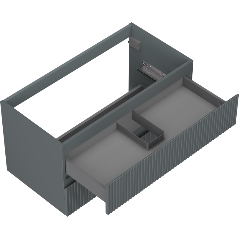 Mexen Rivel koupelnová skříňka pod umyvadlo 90 cm, 2 zásuvky, drážkovaná, grafit mat - 91A20-09047-2-BFF66