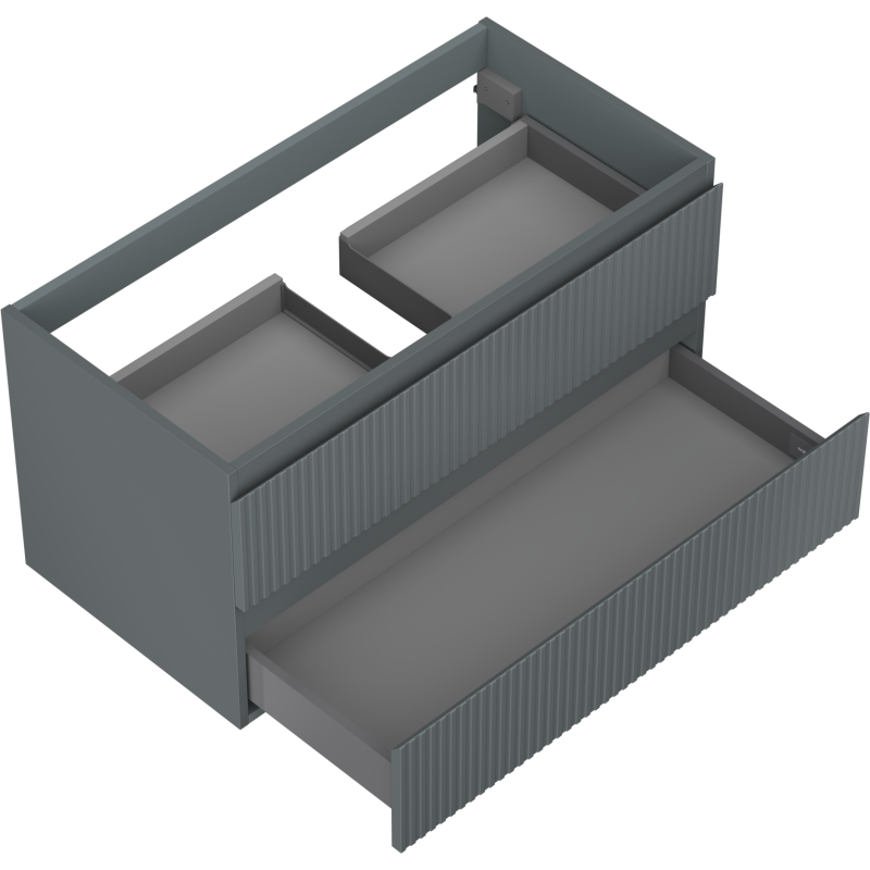 Mexen Rivel koupelnová skříňka pod umyvadlo 90 cm, 2 zásuvky, drážkovaná, grafit mat - 91A20-09047-2-BFF66