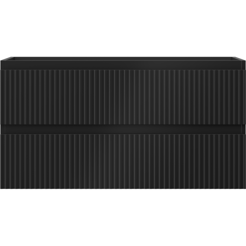 Mexen Rivel koupelnová skříňka pod umyvadlo 90 cm, 2 zásuvky, drážkované, černá mat - 91A20-09047-2-BFF71