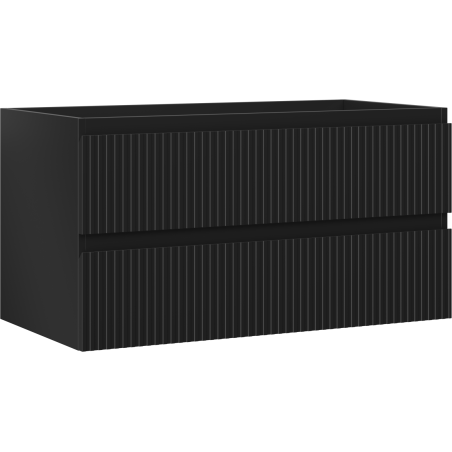 Mexen Rivel koupelnová skříňka pod umyvadlo 90 cm, 2 zásuvky, drážkované, černá mat - 91A20-09047-2-BFF71