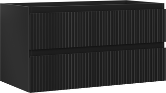 Mexen Rivel koupelnová skříňka pod umyvadlo 90 cm, 2 zásuvky, drážkované, černá mat - 91A20-09047-2-BFF71