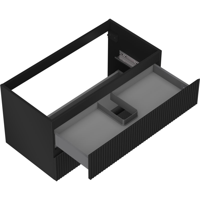 Mexen Rivel koupelnová skříňka pod umyvadlo 90 cm, 2 zásuvky, drážkované, černá mat - 91A20-09047-2-BFF71